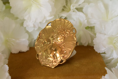 Antique Art Nouveau Brooch Pendant – Gold Plated Gilt Bronze – Convertible Jewelry – circa 1900
