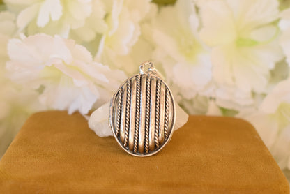 Antique 19th Century Sterling Silver Photo Locket – Oval Silver Pendant – Removable Glass – French Antique Jewelry