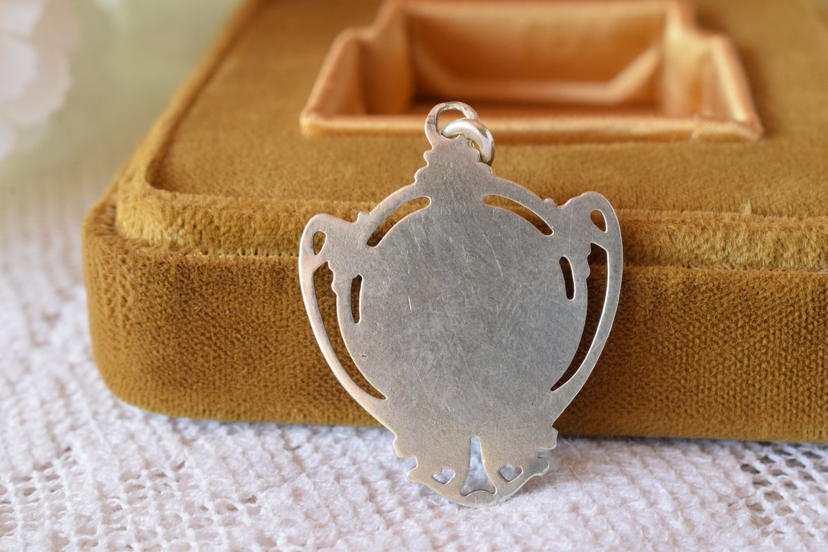 Antique Joan of Arc Medal Solid Silver 800 Art Nouveau Rare French Pendant 1900s