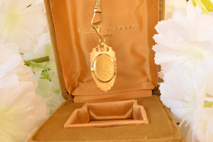Antique Victorian Style Oval Locket Pendant, Gold Plated Floral Engraved Photo Locket, Ornate Crown Bail Diamond Cut