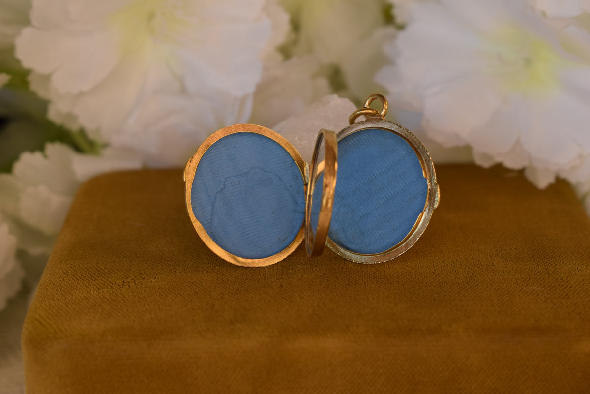 Antique Vermeil Photo Locket – Gold Gilt Silver Picture Pendant – French Weevil Hallmark – Victorian Edwardian Locket