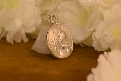 Antique French Joan of Arc Medal – Signed BARGAS – Silver-Plated Bronze – Late 19th / Early 20th Century