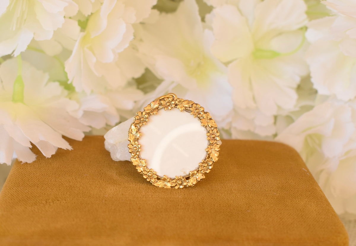 Antique Art Nouveau Vermeil Photo Locket – Gold-Plated Silver – Floral Design – Circa 1900
