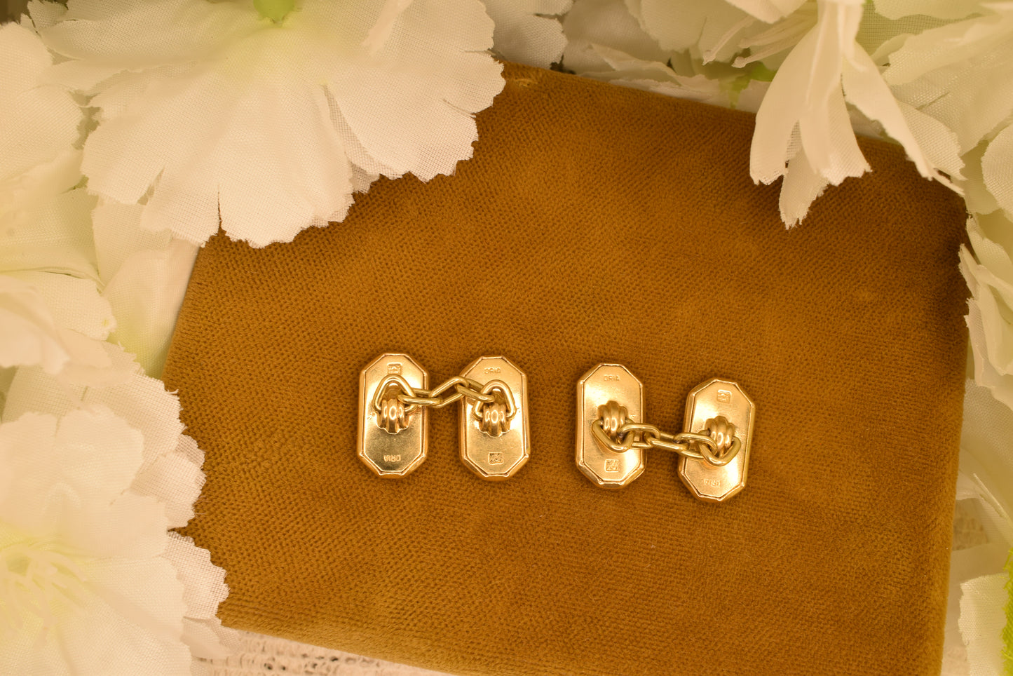 Antique Oria Gold Plated Cufflinks Art Deco, Signed Vintage Men's Jewelry, Double Panel Engraved Geometric, Collector Gift