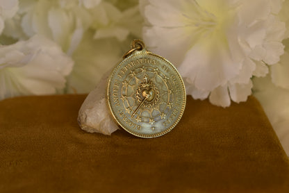 Antique Bronze Religious Medal ✦ Sacred Heart, Virgin Mary, St John & Mary Magdalene ✦ Pope Leo XIII ✦ Guard of Honor ✦ Signed Penin Lyon 19th C