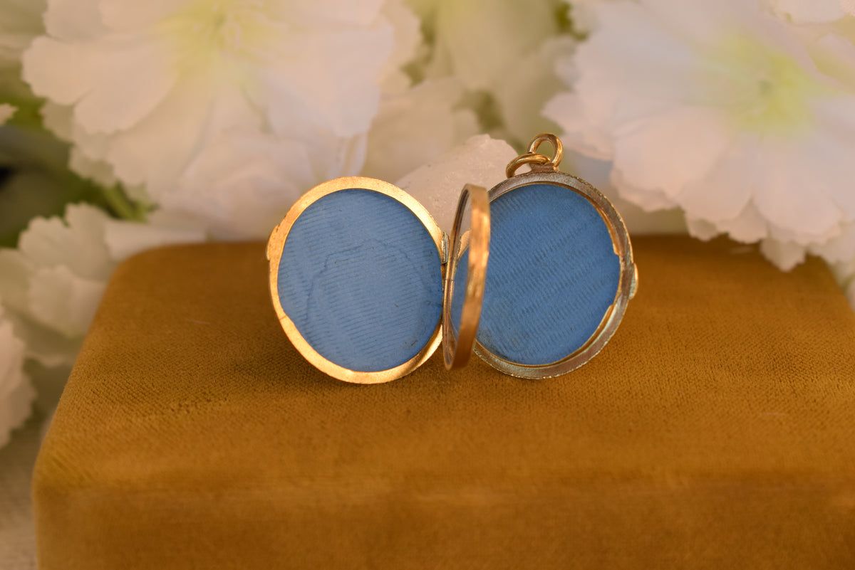Antique Vermeil Photo Locket – Gold Gilt Silver Picture Pendant – French Weevil Hallmark – Victorian Edwardian Locket