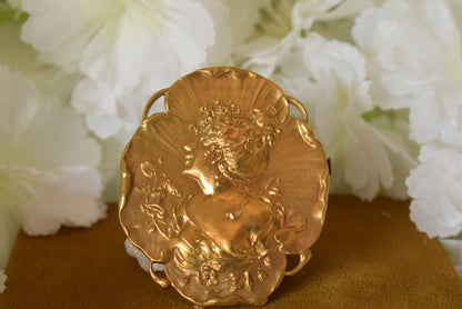 Antique Art Nouveau Brooch Pendant – Gold Plated Gilt Bronze – Convertible Jewelry – circa 1900