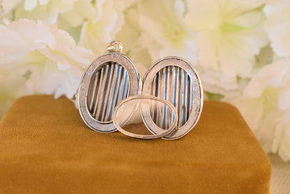 Antique 19th Century Sterling Silver Photo Locket – Oval Silver Pendant – Removable Glass – French Antique Jewelry