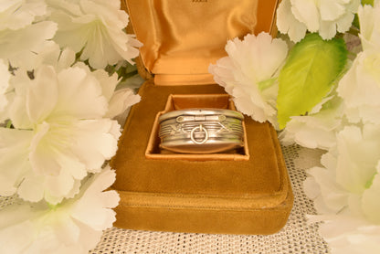 Antique French Sterling Silver Pendant Box, Vermeil Interior, Laurel Wreath, Belle Époque Locket Pill Box, Engravable Cartouche, 35mm