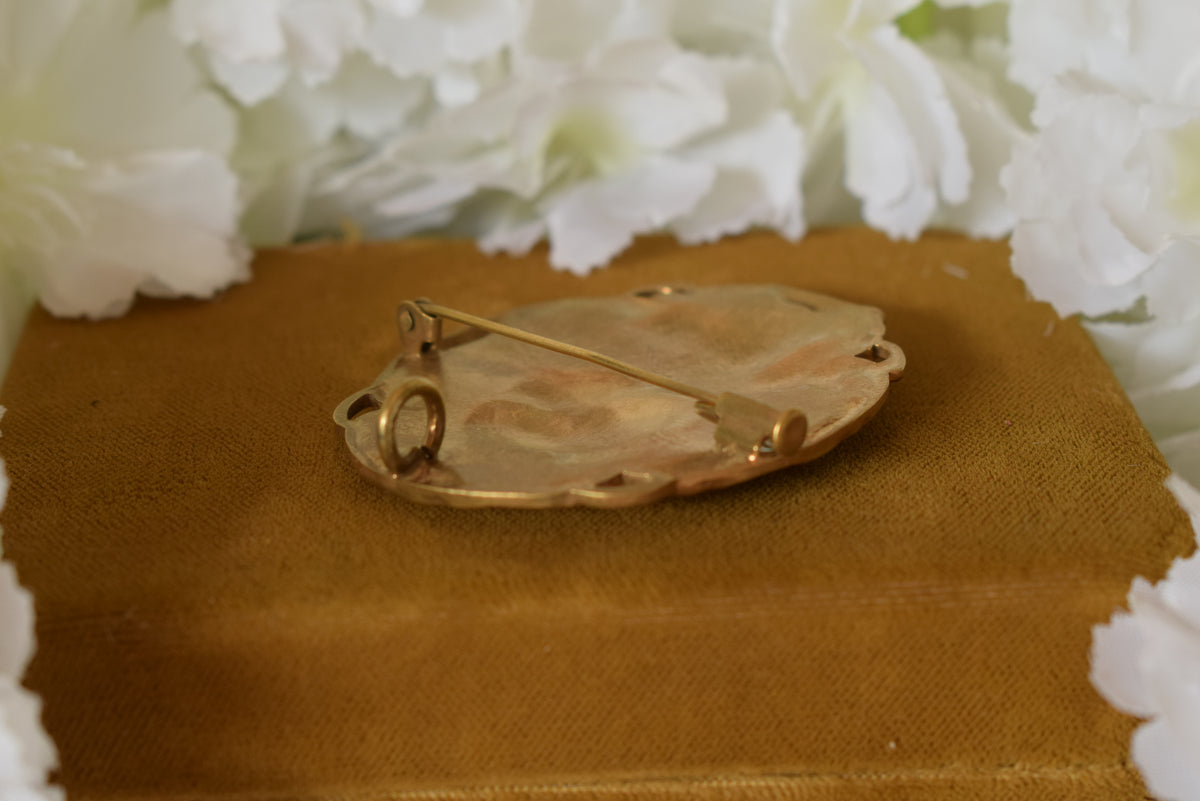 Antique Art Nouveau Brooch Pendant – Gold Plated Gilt Bronze – Convertible Jewelry – circa 1900