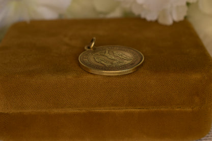 Antique Bronze Religious Medal ✦ Sacred Heart, Virgin Mary, St John & Mary Magdalene ✦ Pope Leo XIII ✦ Guard of Honor ✦ Signed Penin Lyon 19th C