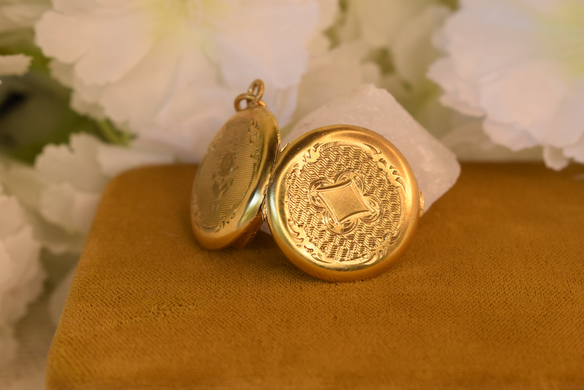 Antique Vermeil Photo Locket – Gold Gilt Silver Picture Pendant – French Weevil Hallmark – Victorian Edwardian Locket