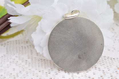 Antique Notre-Dame de la Garde Medal Signed Lasserre – Silver-Plated Bronze 40mm, French Vintage Religious Jewelry, Virgin & Child Pendant Collectible