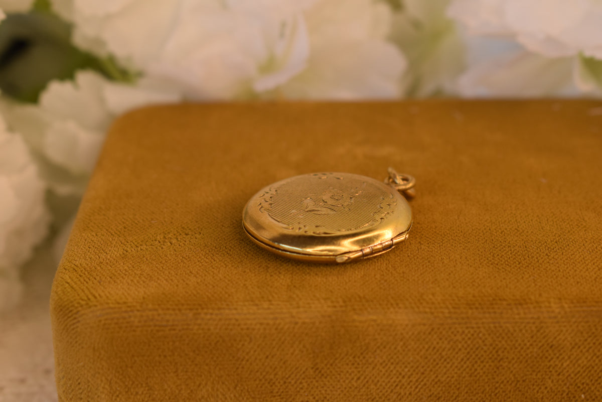 Antique Vermeil Photo Locket – Gold Gilt Silver Picture Pendant – French Weevil Hallmark – Victorian Edwardian Locket