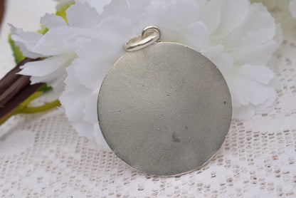 Antique Notre-Dame de la Garde Medal Signed Lasserre – Silver-Plated Bronze 40mm, French Vintage Religious Jewelry, Virgin & Child Pendant Collectible
