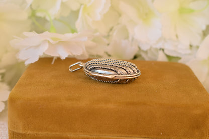 Antique 19th Century Sterling Silver Photo Locket – Oval Silver Pendant – Removable Glass – French Antique Jewelry
