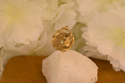 Antique Joan of Arc Medal Signed Becker – French FIX Gold Plated Pendant – Art Nouveau c.1900 – Jeanne d’Arc