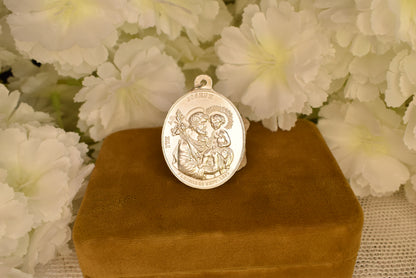 Antique Silver-Plated Medal Saint Joseph Virgin Mary 1851 Religious Pendant 19th Century French Catholic Medal Paris Antique