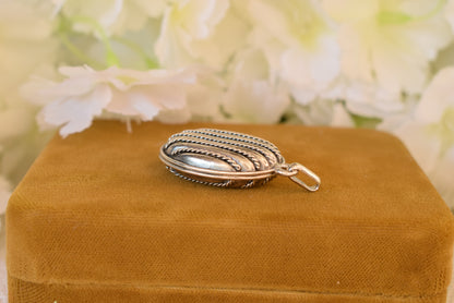 Antique 19th Century Sterling Silver Photo Locket – Oval Silver Pendant – Removable Glass – French Antique Jewelry