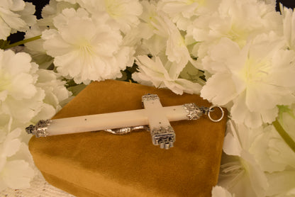 Large Antique Mother of Pearl & Solid Silver Cross Pendant, 19th Century Hallmarked French Crucifix