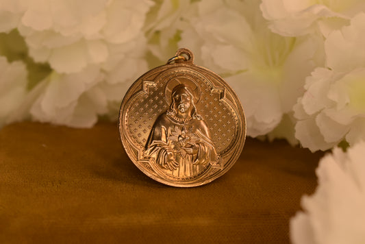 Antique 19th Century French Sacred Heart of Jesus Medal – Bronze – Signed Pénin-Poncet