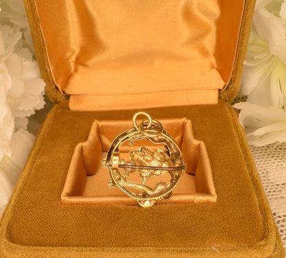 Antique Chimera Brooch Pendant, 24K Gold Plated, Pearl, Art Nouveau Style Vintage Jewelry