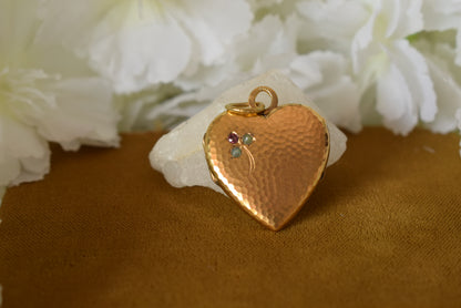 Antique French ORIA Gold Filled Heart Locket – Photo Locket – Clover Motif – Vintage Pendant