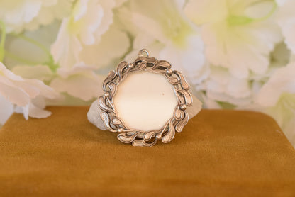 Antique Art Nouveau Solid Silver Photo Locket – Mistletoe Pendant – French Jewelry – Circa 1900