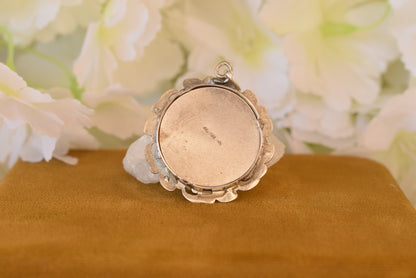 Antique Art Nouveau Solid Silver Photo Locket – Mistletoe Pendant – French Jewelry – Circa 1900