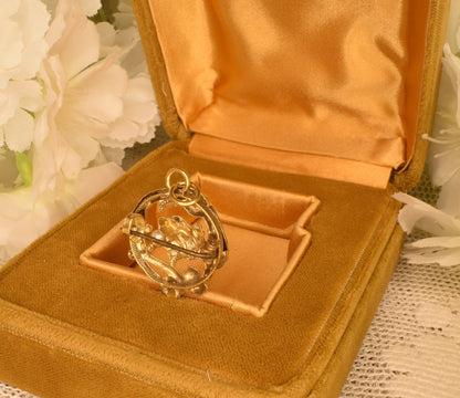 Antique Chimera Brooch Pendant, 24K Gold Plated, Pearl, Art Nouveau Style Vintage Jewelry