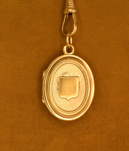 Antique 19th Century Gilt Brass Photo Locket Pendant, Oval Locket with Original Swivel Glass, Victorian Collectible Jewelry