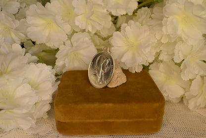 Antique Silver-Plated Medal Saint Joseph Virgin Mary 1851 Religious Pendant 19th Century French Catholic Medal Paris Antique