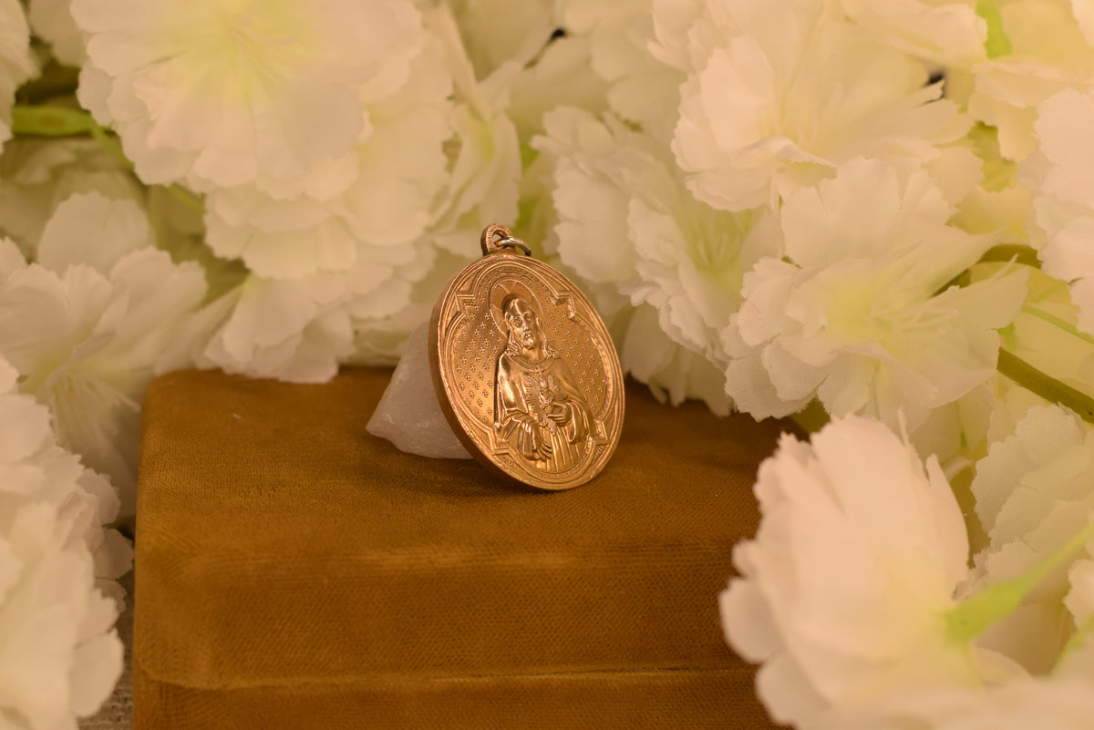 Antique 19th Century French Sacred Heart of Jesus Medal – Bronze – Signed Pénin-Poncet