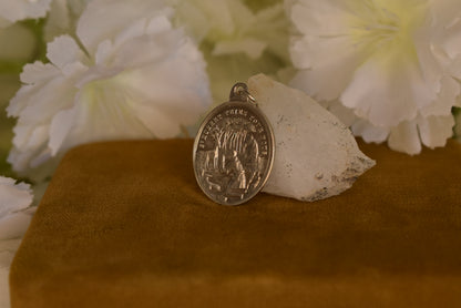 Antique Solid Silver Medal Saint Roch and Saint Hubert 19th Century French Religious Pendant Hallmarked Antique Collectible