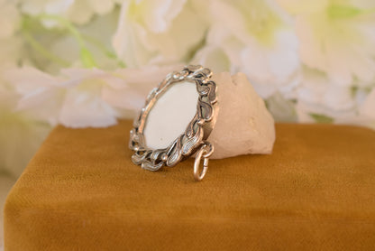 Antique Art Nouveau Solid Silver Photo Locket – Mistletoe Pendant – French Jewelry – Circa 1900