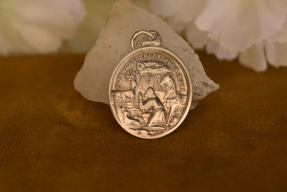 Antique Solid Silver Medal Saint Roch and Saint Hubert 19th Century French Religious Pendant Hallmarked Antique Collectible