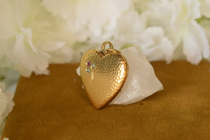 Antique French ORIA Gold Filled Heart Locket – Photo Locket – Clover Motif – Vintage Pendant