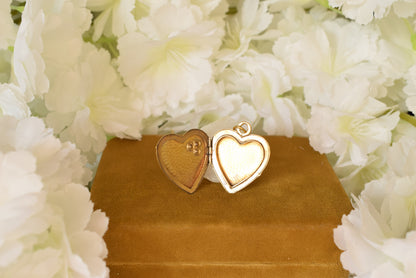 Antique French ORIA Gold Filled Heart Locket – Photo Locket – Clover Motif – Vintage Pendant