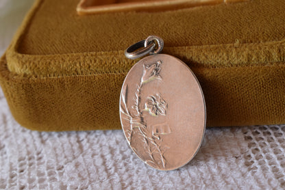 Antique French Silver Communion Medal Signed F. Rasumny Art Nouveau 1900s Religious Pendant Solid Silver 800 Rare Collectible