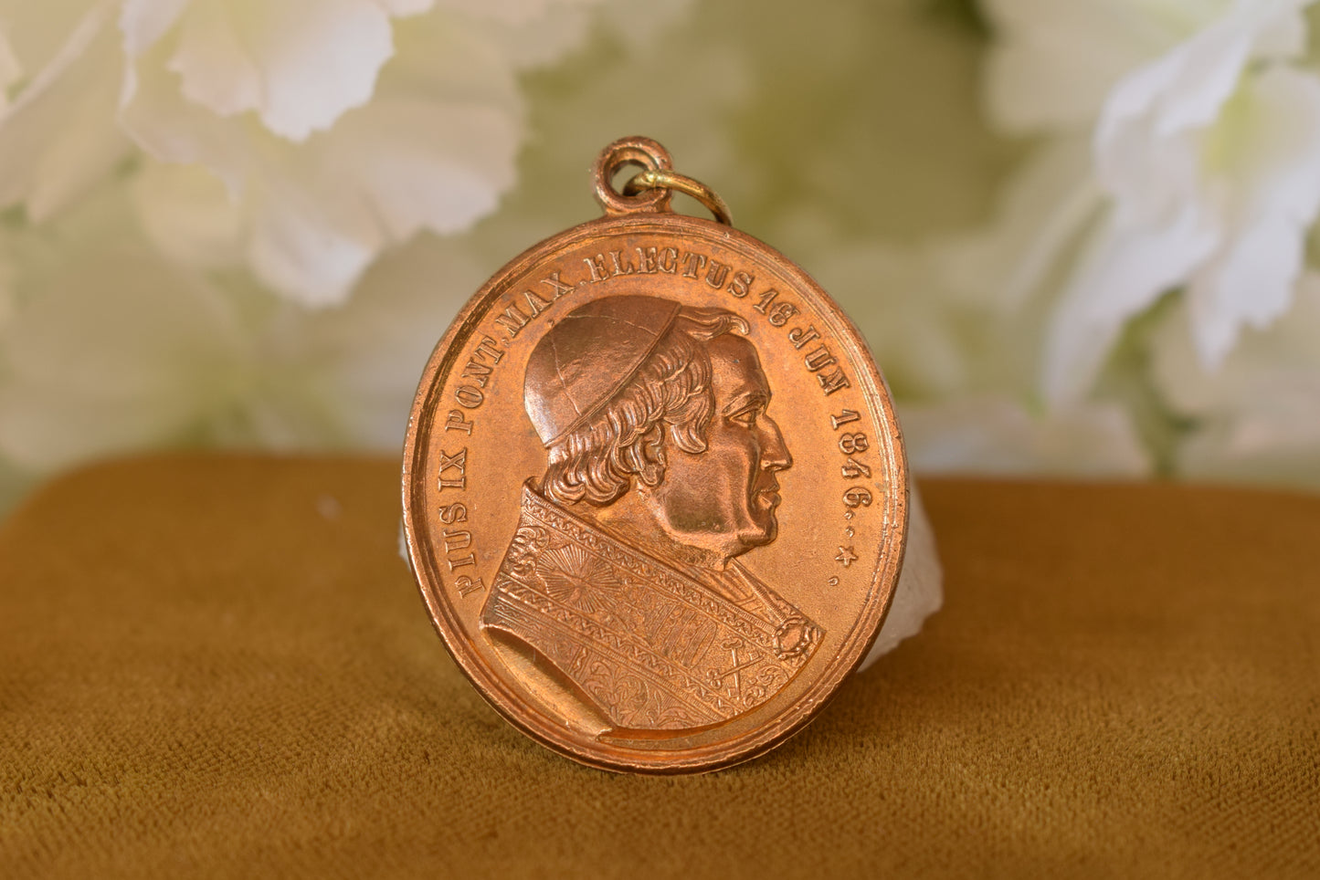 Antique Religious Medal Bronze Pius IX Martyrs of Japan 1862 Canonization Pendant Catholic Vatican 19th Century