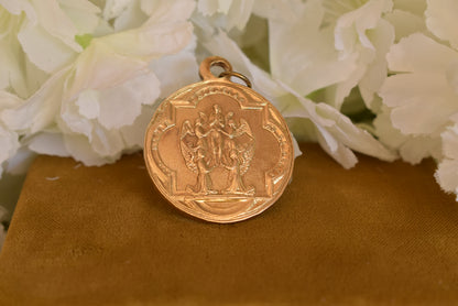 Antique Religious Medal Saint Mary Magdalene Sainte-Baume 19th Century Gilt Bronze Pilgrimage Pendant Provence