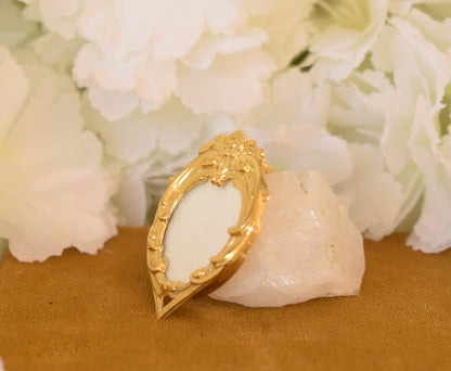 Antique Vermeil Heart Photo Locket – Solid Silver Gold Plated Pendant – Floral Design – Glass Cover & Bone Back – Antique Jewelry