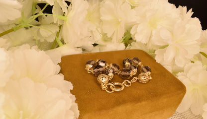 Antique 19th Century Silver Gilt Faceted Crystal Rosary Decade - French Vermeil Devotional Bracelet - Hallmarked Silver