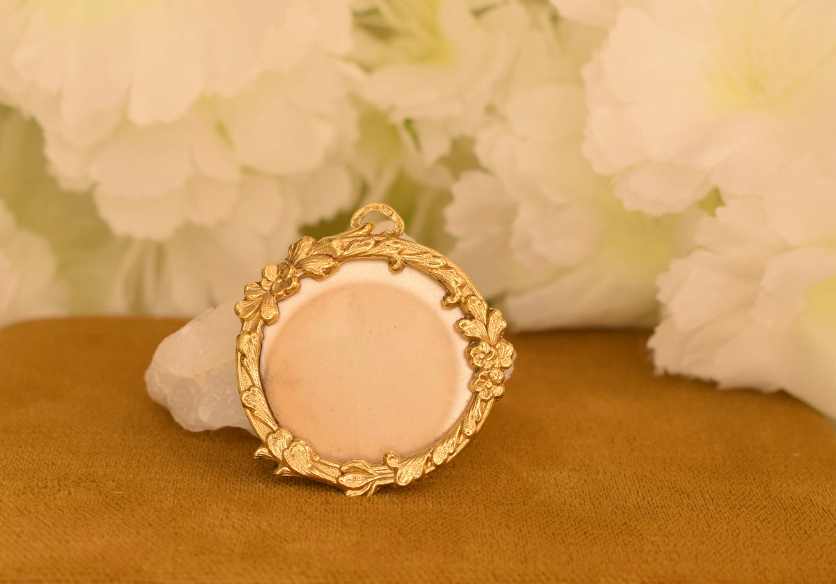 Rare Antique FIX Photo Locket Pendant – French Art Nouveau – Gold Filled – Mother of Pearl – Circa 1900