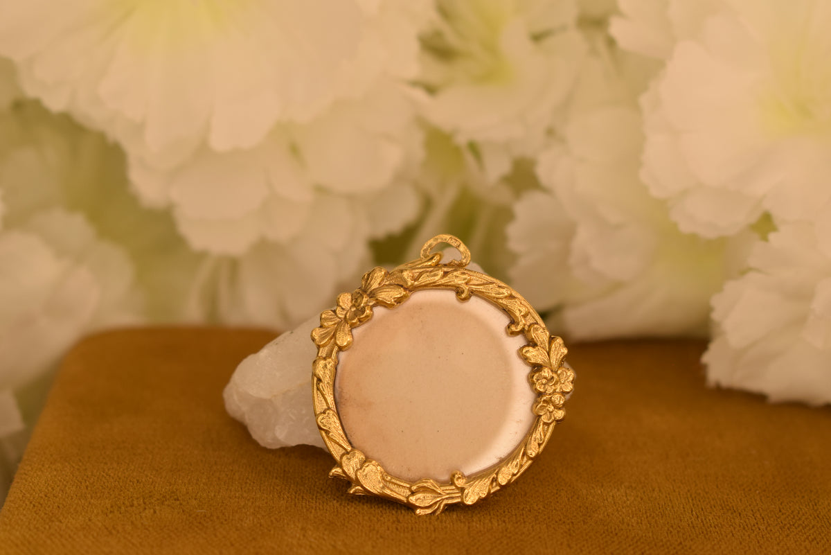 Rare Antique FIX Photo Locket Pendant – French Art Nouveau – Gold Filled – Mother of Pearl – Circa 1900