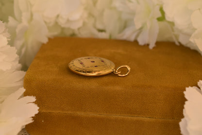 Antique Art Nouveau Photo Locket c.1900–1910 – Gold Plated – Ruby Red Stones