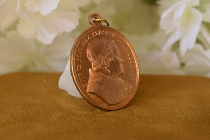 Antique Religious Medal Bronze Pius IX Martyrs of Japan 1862 Canonization Pendant Catholic Vatican 19th Century