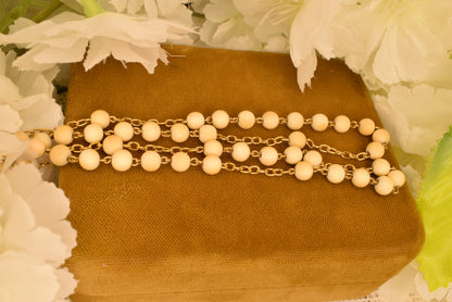 Antique 19th Century Silver Gilt Rosary, Filigree Cross & Heart, 5mm Beads, Religious Vermeil Jewelry