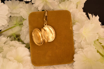 Antique 19th Century Gilt Brass Photo Locket Pendant, Oval Locket with Original Swivel Glass, Victorian Collectible Jewelry