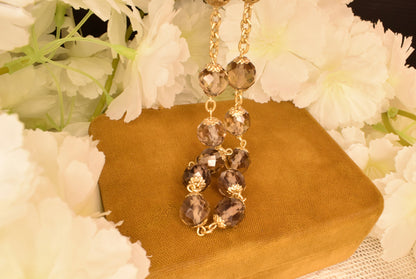 Antique 19th Century Silver Gilt Faceted Crystal Rosary Decade - French Vermeil Devotional Bracelet - Hallmarked Silver